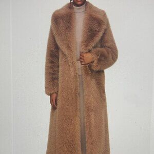 Avec Les Filles Ultraplush Faux Fur Long Coat in Medium Camel Size XS NWT $295